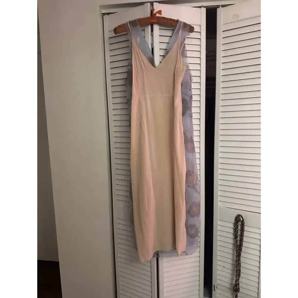 Viral Collection Zara Dress With Slip Light Blue Roses Feels Roca￼Small - Picture 6 of 8